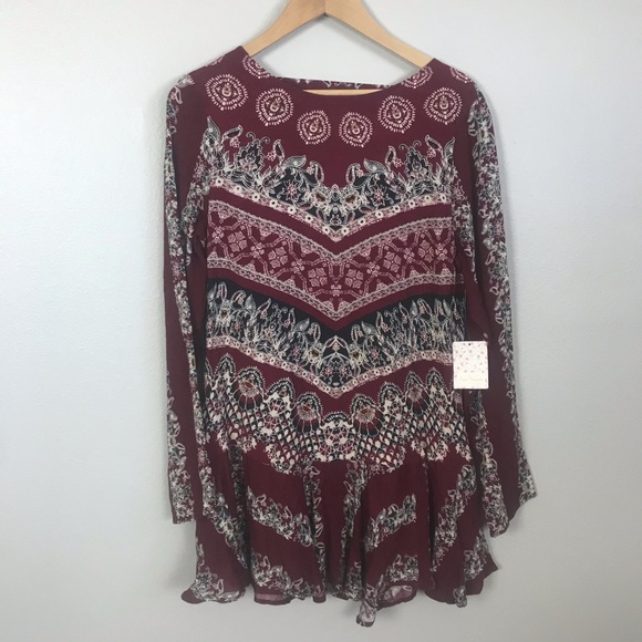 Free People Tops - Free people Smooth Talker  red combo tunic dress